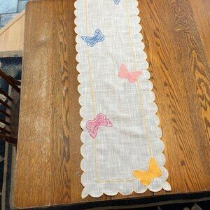 Butterfly Tablecloth Runner Embroidered